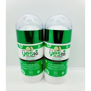 Yes To Cucumbers Soothing Calming 2-in-1 Scrub Cleanser Stick 2.5 oz ea 2pack